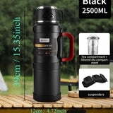 Stainless Steel Thermal Water Bottle with Handle – Large Capacity Insulated Flask for Outdoor, Keeps Hot & Cold Longer