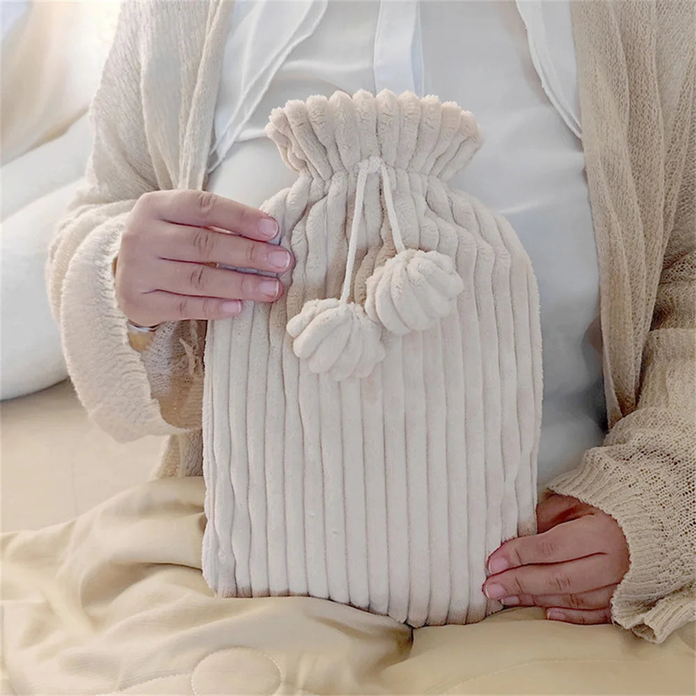 Plush Hot Water Bottle Cover 1L/2L – Removable Faux Fur Fleece Sleeve for Heat Retention & Protection