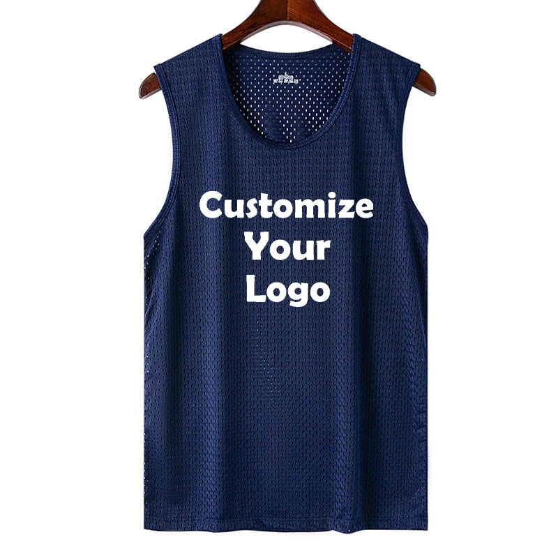 Custom Men Sleeveless Fitness Tank Top Ice Silk Muscle Workout Vest Gym Training Sports Shirt S–4XL