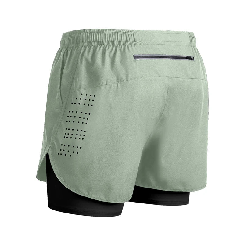 Men’s 2-in-1 Running Shorts Quick Dry Gym Fitness Workout Shorts Summer Sportswear