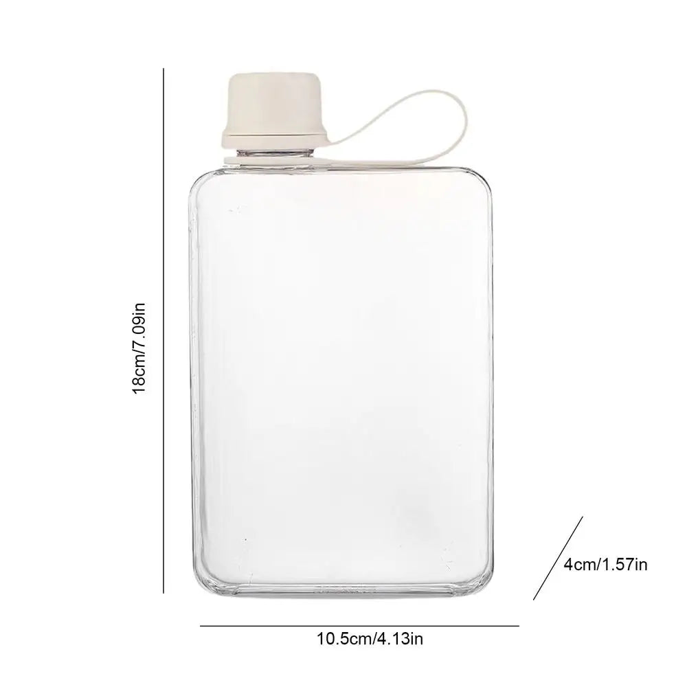 Flat Pocket Water Bottle 500ml – Slim Leakproof Tritan Flask for Travel, Sports & Daily Hydration