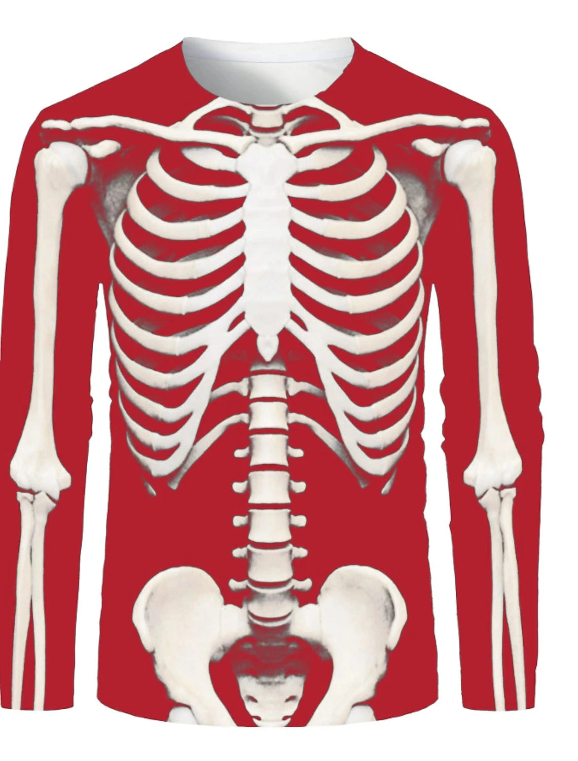 Men 3D Skull Print Long Sleeve T-Shirt O-Neck Halloween Streetwear Fitness Sports Top