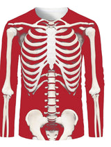 Men 3D Skull Print Long Sleeve T-Shirt O-Neck Halloween Streetwear Fitness Sports Top
