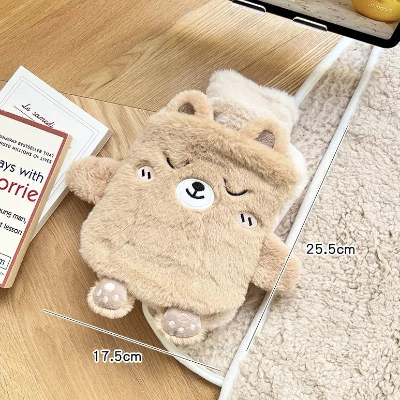 Cute Plush Hot Water Bottle – Leak-Resistant Rubber Heat Bag for Hand, Foot & Body Warmth (400ml/750ml)