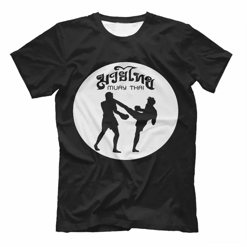 Men’s Oversized Boxing Muay Thai 3D Print Gym T-Shirt Summer Fitness Sportswear