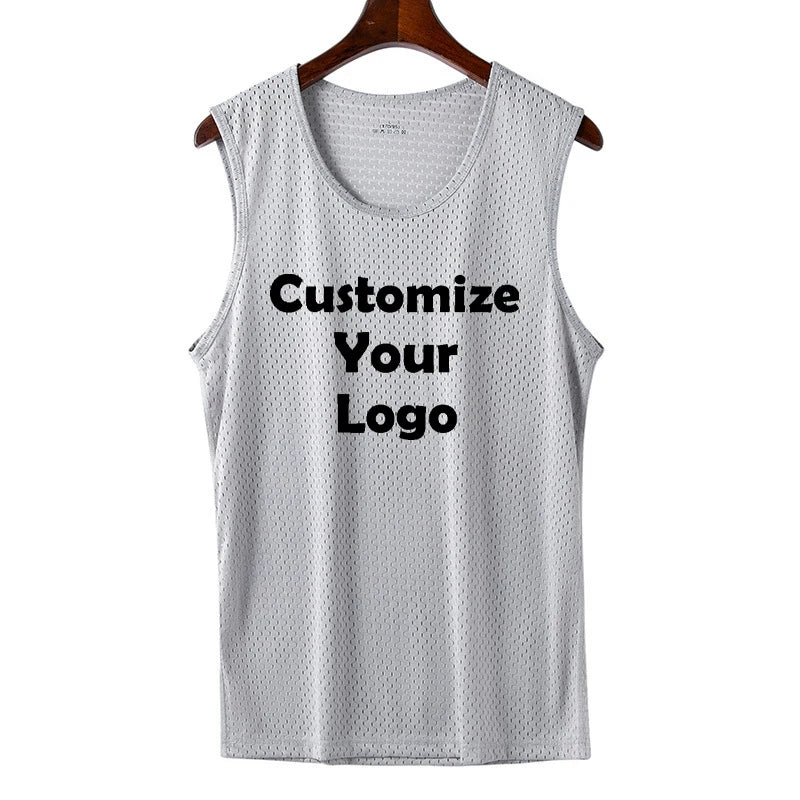 Custom Men Sleeveless Fitness Tank Top Ice Silk Muscle Workout Vest Gym Training Sports Shirt S–4XL