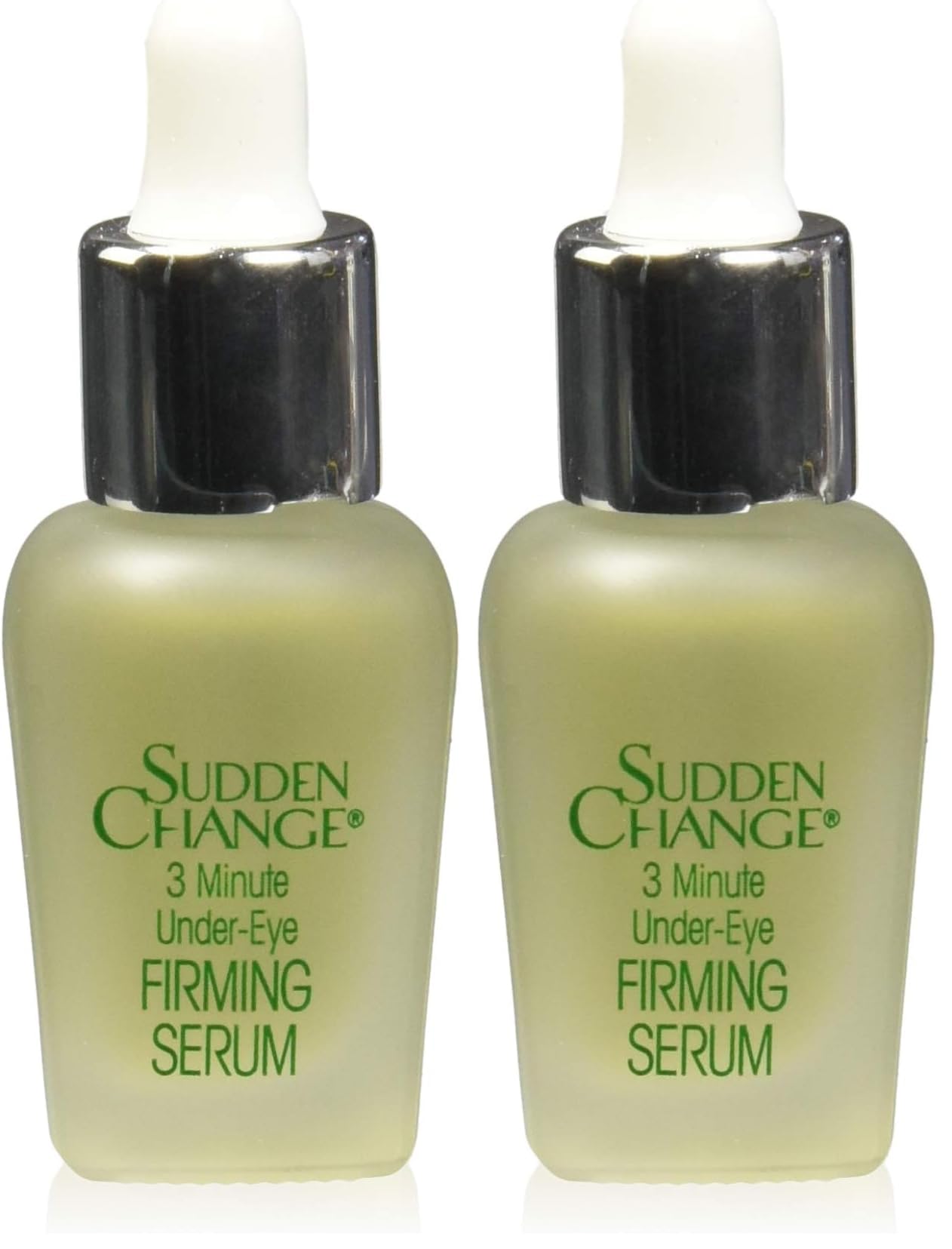 Two 0.23 oz bottles of Sudden Change Instant Under-Eye Firming Serum, the classic formula for rapid eye bag removal.