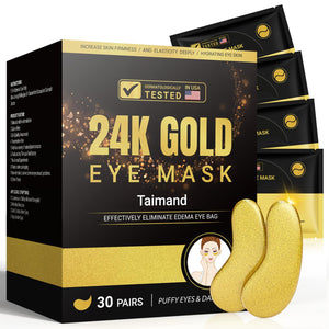 Taimand 30 Pairs 24K Gold Under Eye Patches - Luxury Collagen Eye Mask for Refreshing and Anti-Wrinkle Treatment