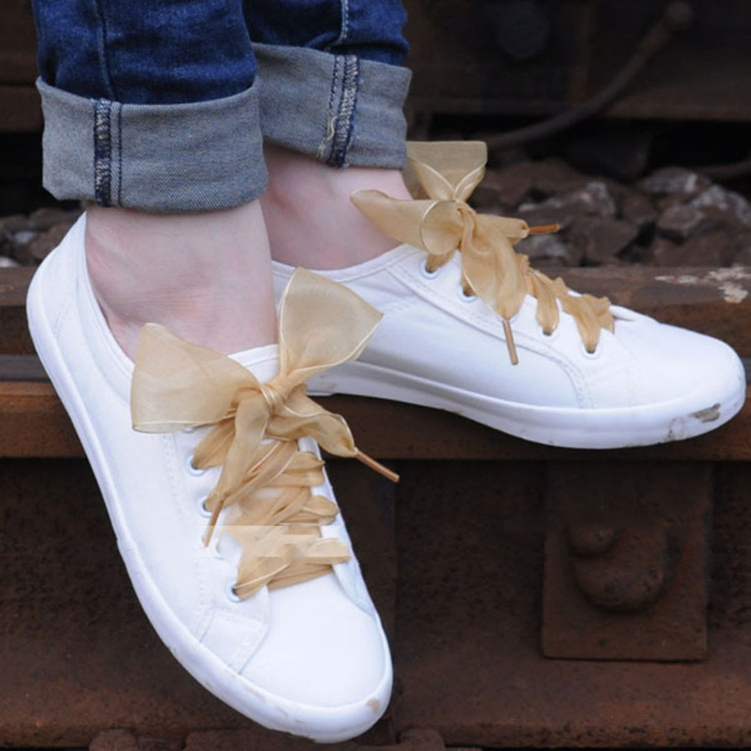 transparent lace shoelaces wide organza ribbon shoe laces 110cm fashion