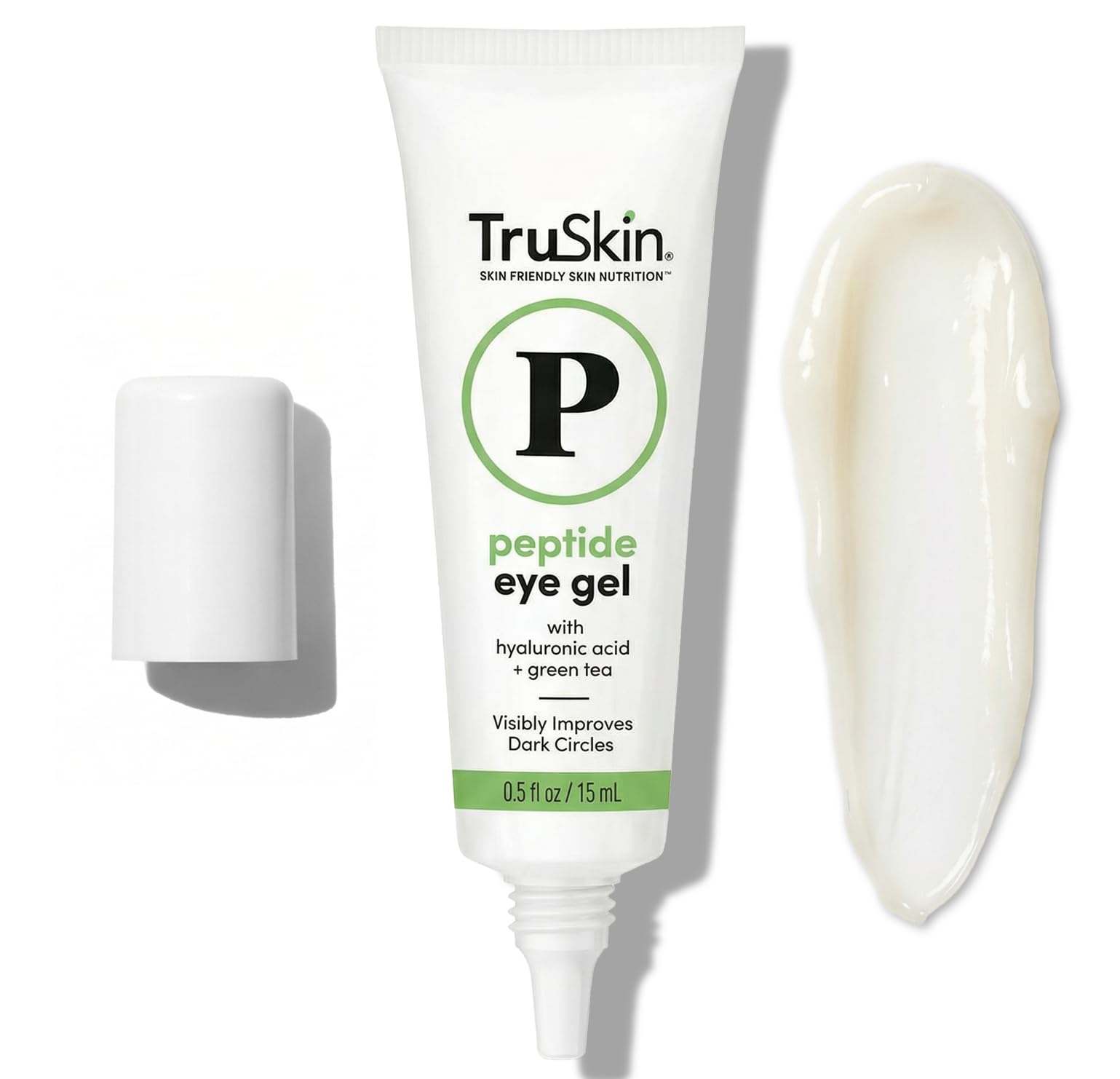 0.5 Fl Oz bottle of TruSkin Peptide Eye Cream Gel for hydrating and smoothing dark circles and fine lines.
