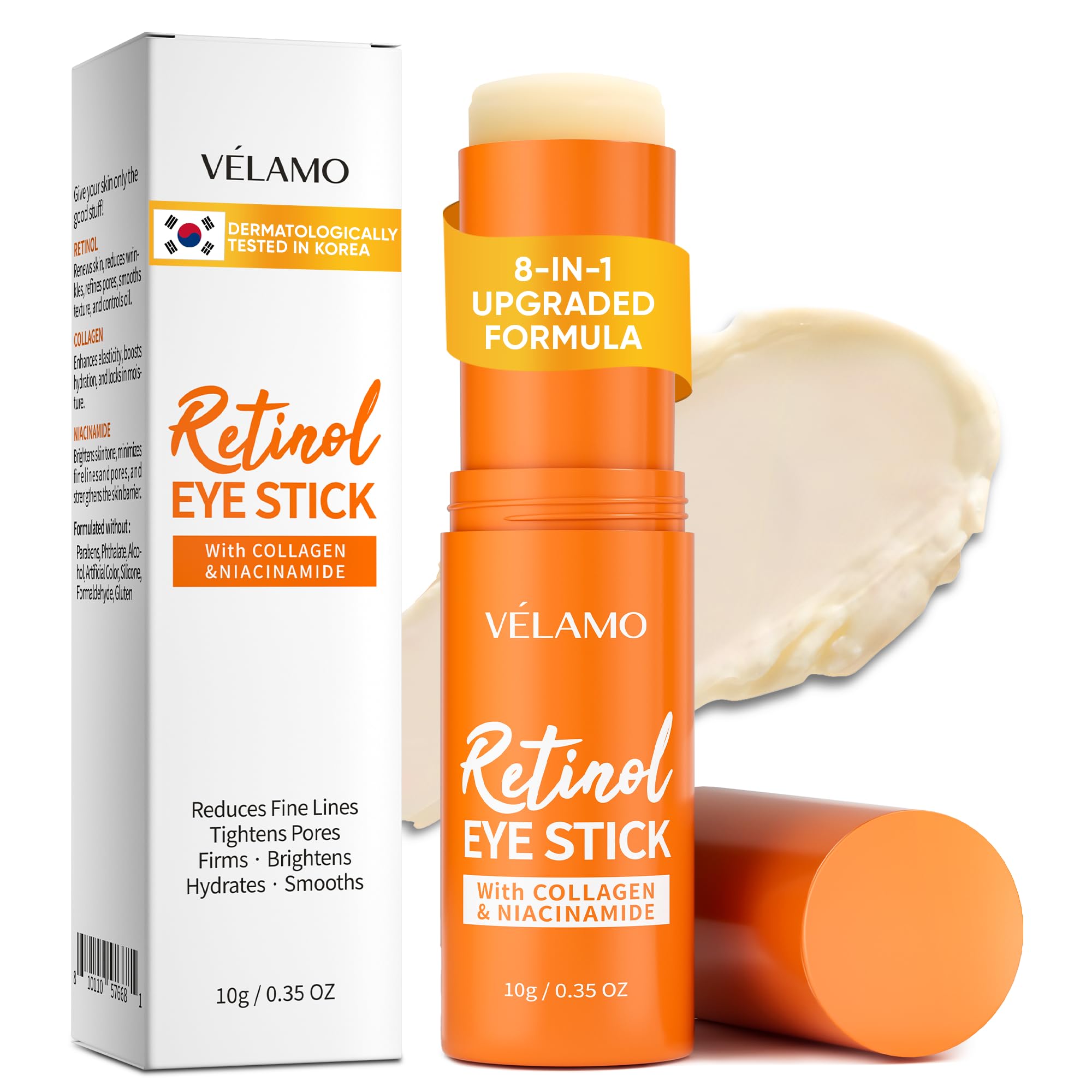 VELAMO ADVANCED Korean Retinol Eye Stick (10g) with Collagen and Peptides for Anti-Aging.