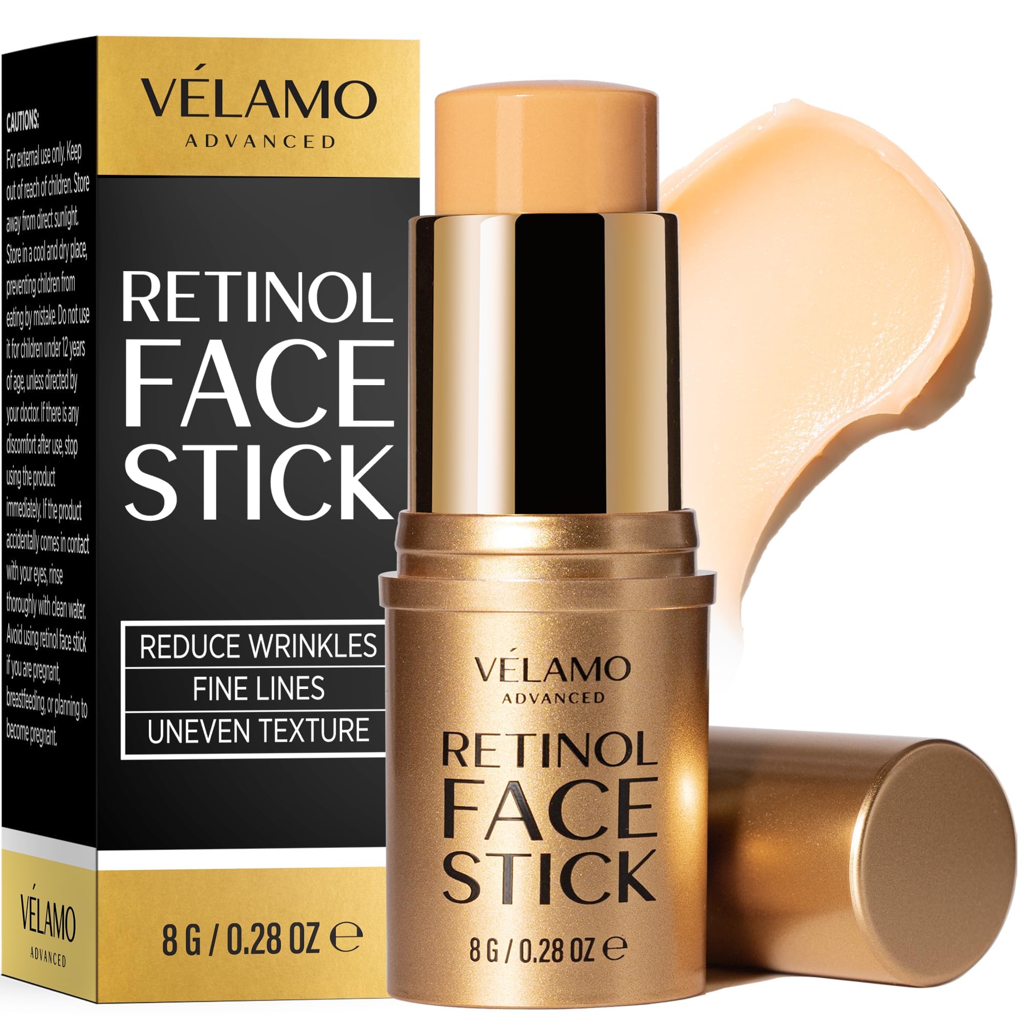 VELAMO ADVANCED Retinol Face Stick for targeted wrinkle reduction and smooth skin texture.