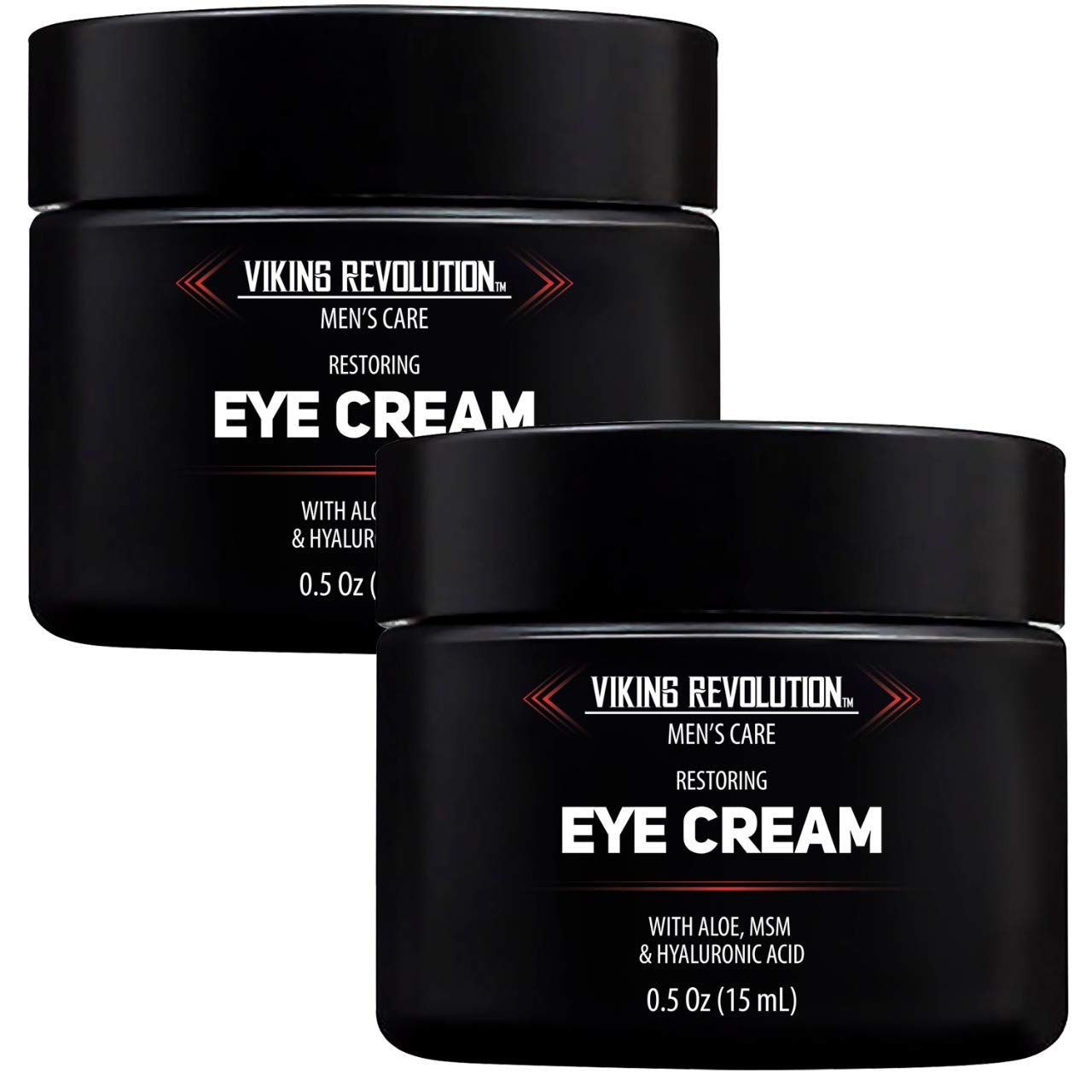 A 2-pack set of Viking Revolution Natural Eye Cream for Men, featuring a rugged design and effective anti-aging formula.
