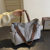 Women Nylon Tote Bag Large Capacity Shoulder Crossbody Bag Stylish Travel Fitness Shopping Handbag