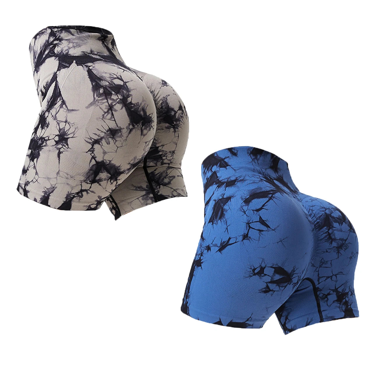 Women Tie Dye High Waist Seamless Fitness Shorts Push Up Yoga Athletic Gym Shorts