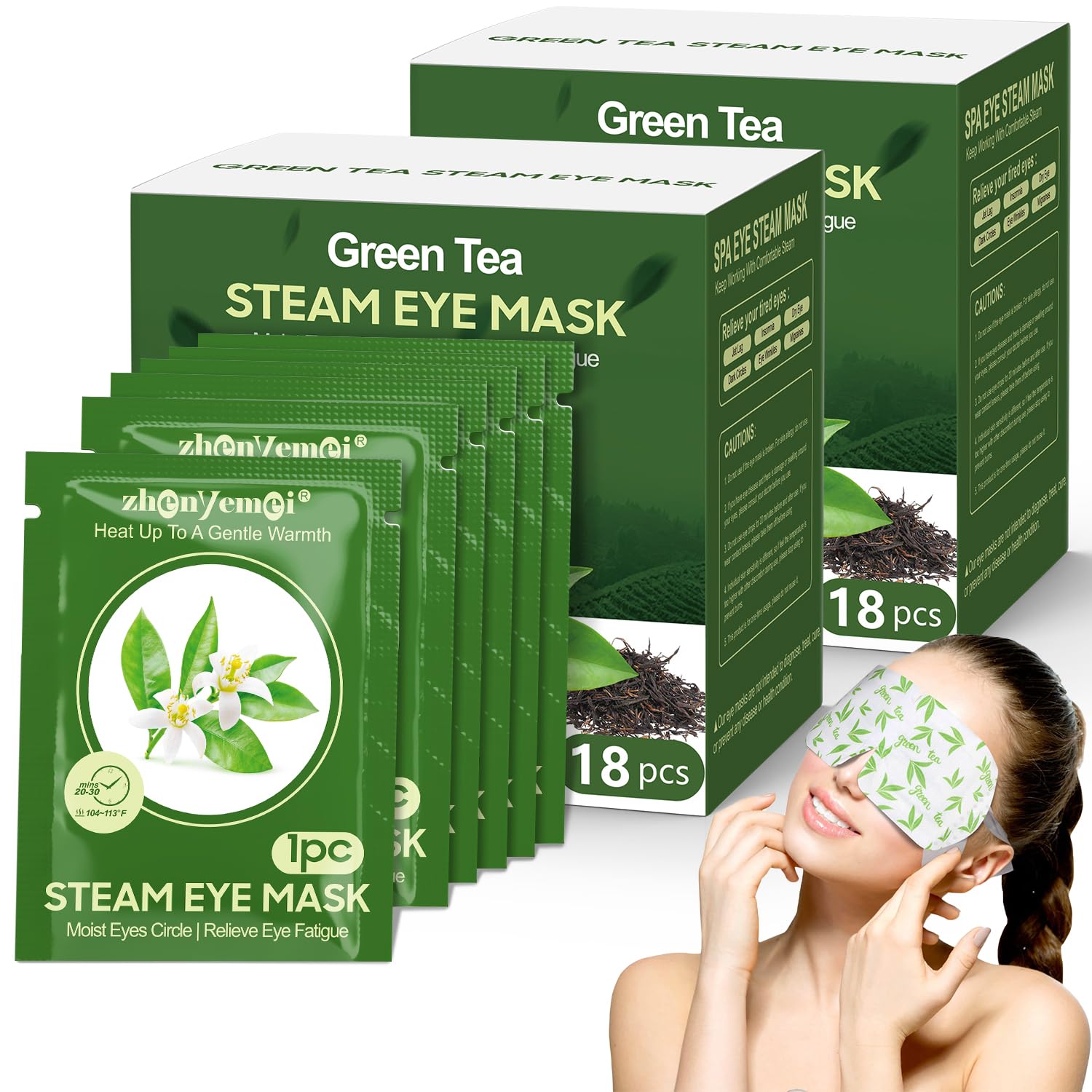 ZHENYEMEI 36-pack self-heating steam eye masks made from 6A silk cotton material for dry eye relief.