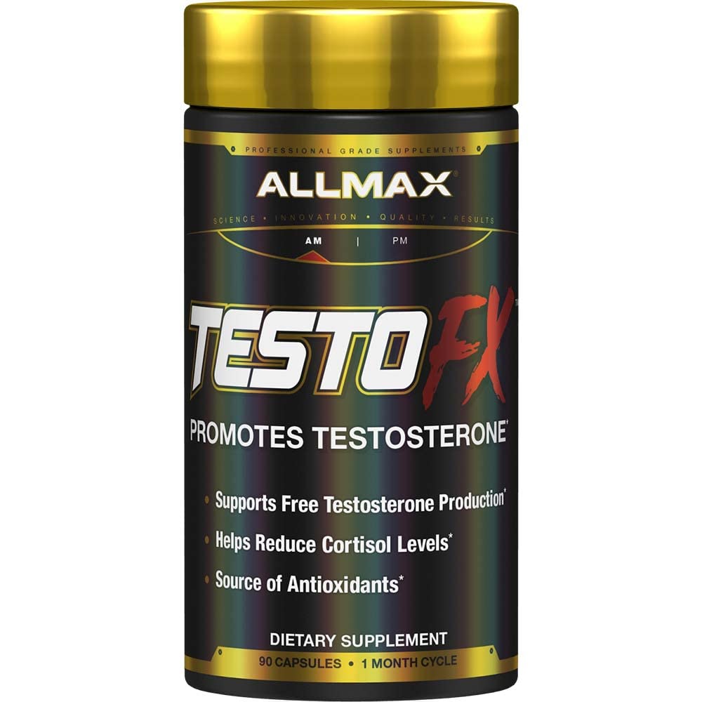 ALLMAX TESTOFX Xtreme testosterone booster capsules for men Tribulus Ashwagandha Tongkat Ali strength energy vitality support 90 capsules bottle