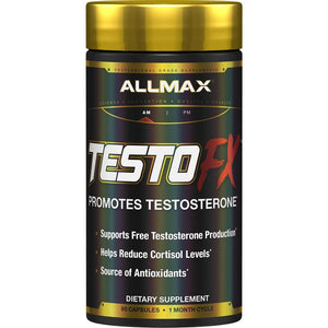 ALLMAX TESTOFX Xtreme testosterone booster capsules for men Tribulus Ashwagandha Tongkat Ali strength energy vitality support 90 capsules bottle