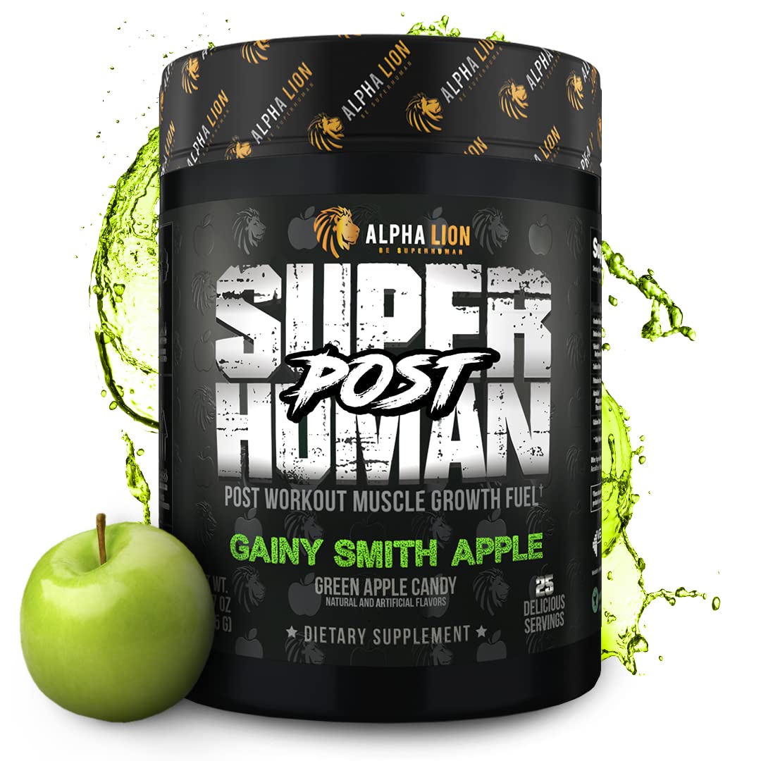 Alpha Lion Superhuman post workout recovery drink creatine powder gainy smith apple muscle strength supplement 25 servings