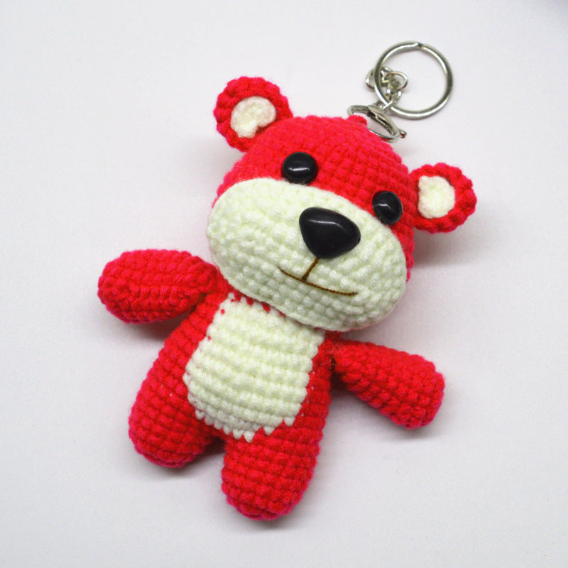 DIY Crochet Keychain Kit Cute Cartoon Doll Key Ring Yarn Craft Set