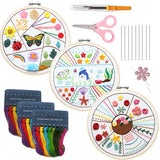 Beginner Embroidery Kit 3pcs Animal & Floral Cross Stitch Practice Set