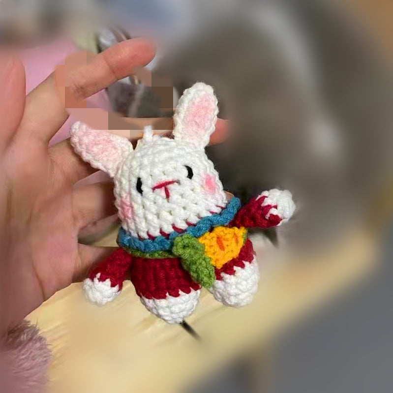 DIY Crochet Keychain Kit Cute Cartoon Doll Key Ring Yarn Craft Set