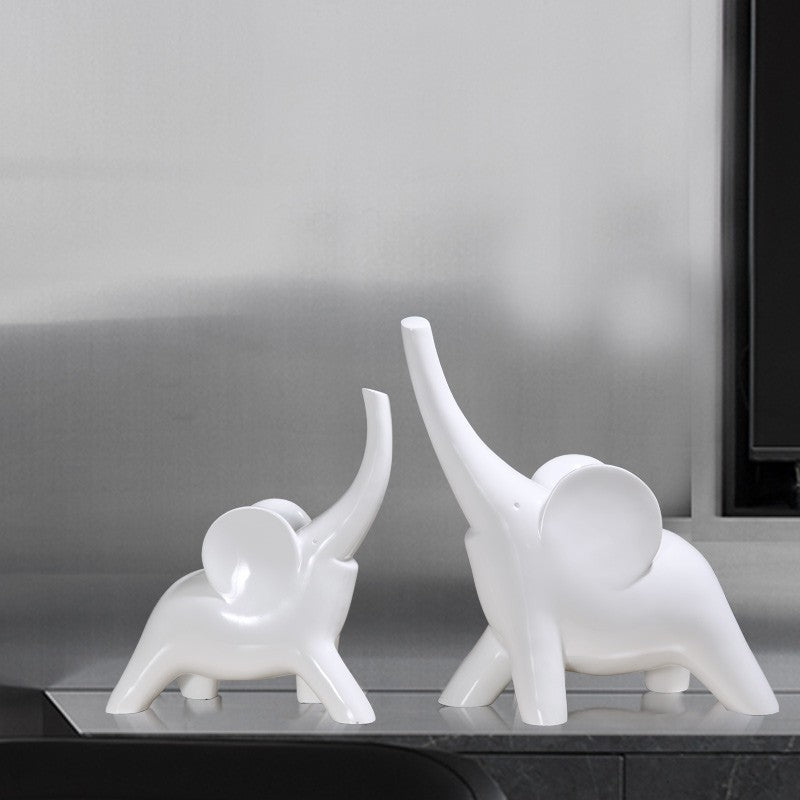 Lucky Elephant Figurine Resin Decor Fortune Feng Shui Home Ornament