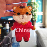 DIY Crochet Keychain Kit Cute Cartoon Doll Key Ring Yarn Craft Set