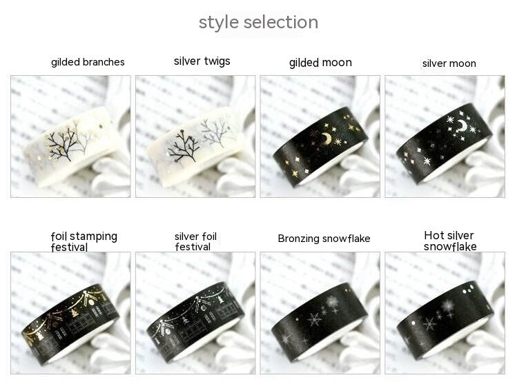 Japanese Washi Tape Gold Foil Christmas New Year Decorative Masking Tape