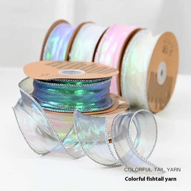 Fishtail Mesh Ribbon 4cm Colorful Wave Ribbon DIY Flower Bouquet Wrap