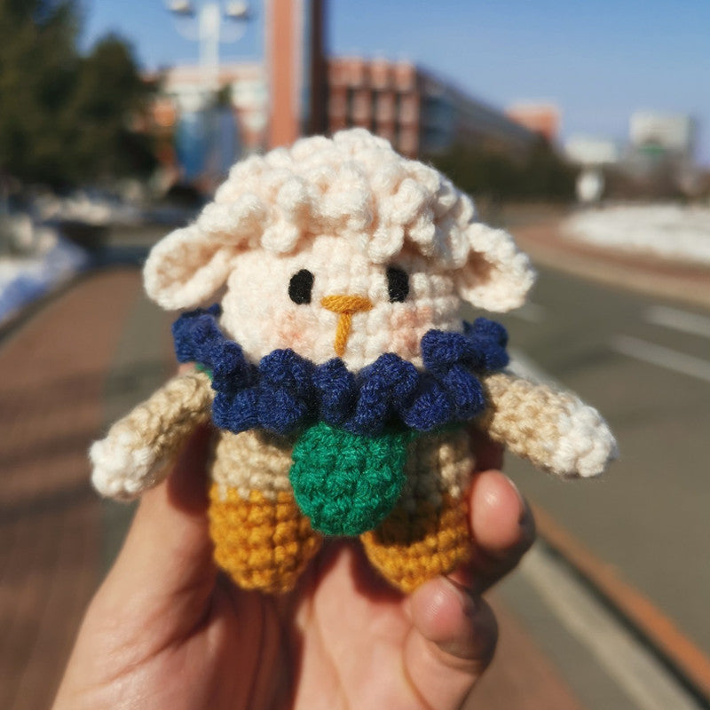 DIY Crochet Keychain Kit Cute Cartoon Doll Key Ring Yarn Craft Set