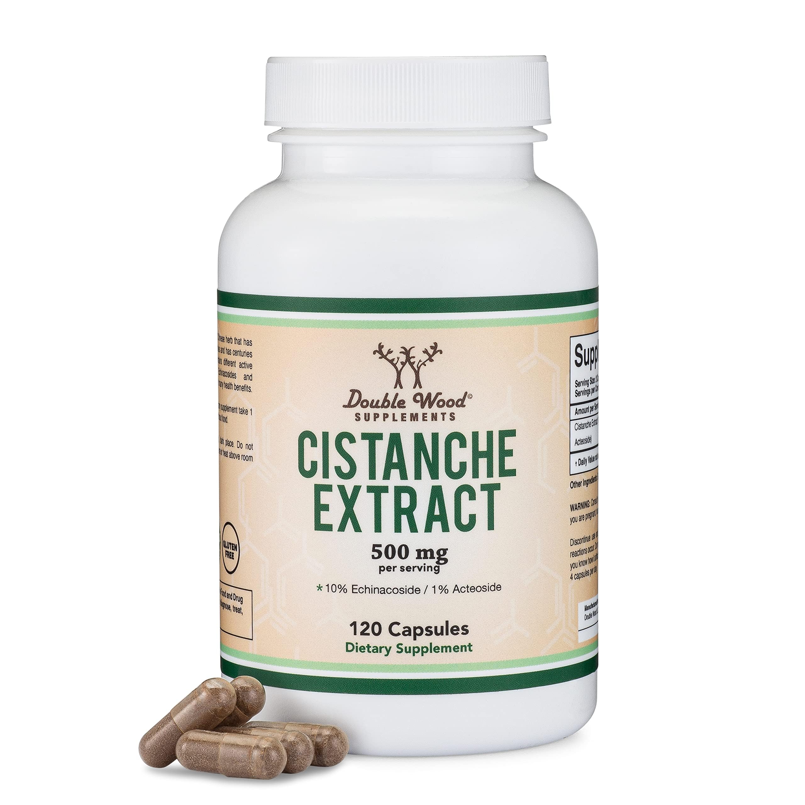 Double Wood Cistanche Tubulosa extract 500mg testosterone support supplement capsules men echinacosides acteosides 120 capsules bottle