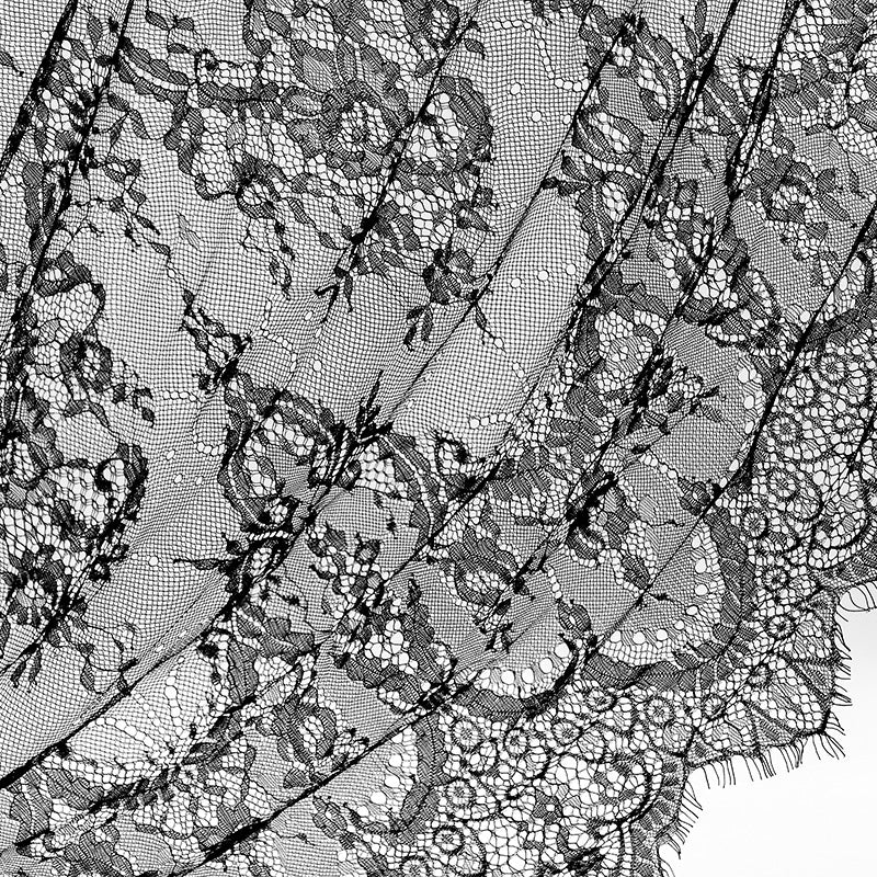 Eyelash Lace Fabric Black White Embroidered Wedding Dress Lace 1.5x3m