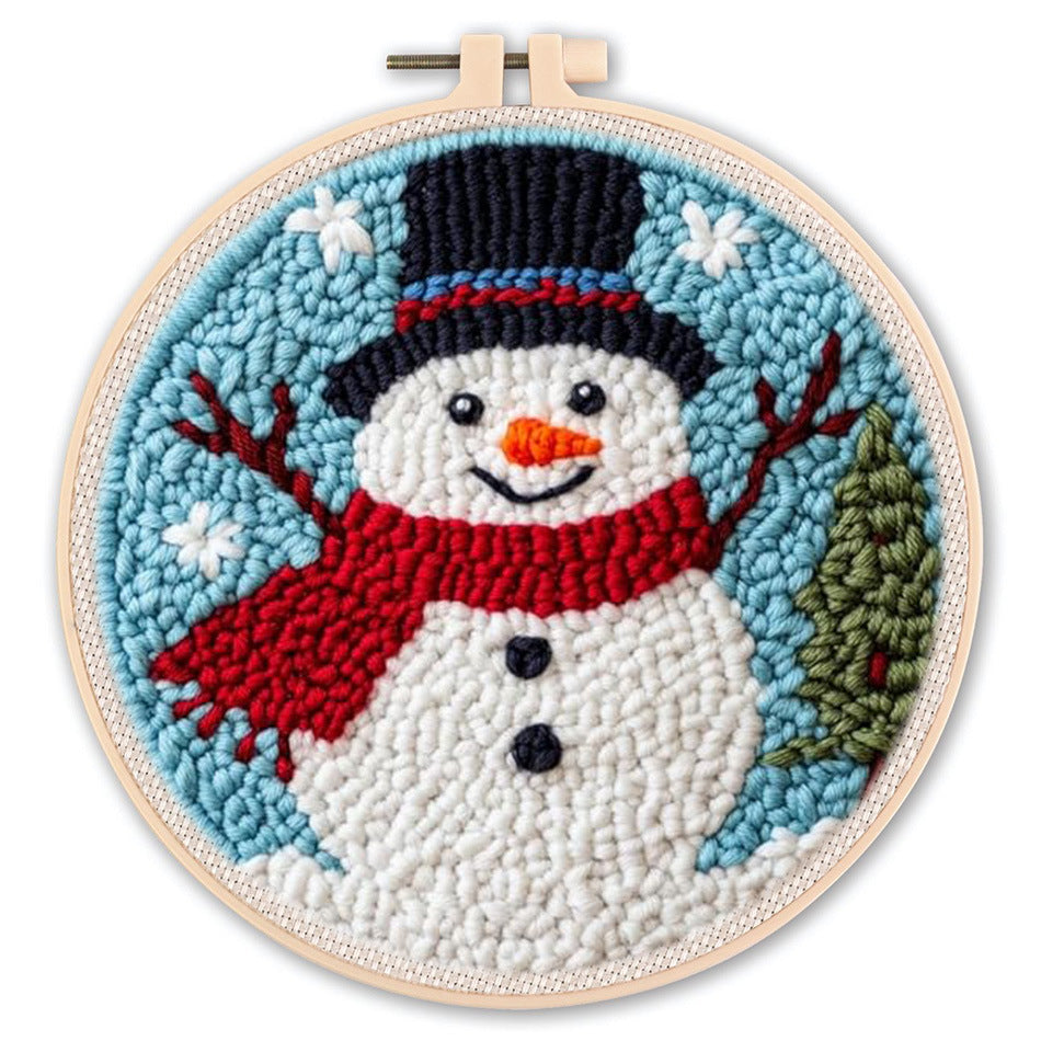 Punch Needle Embroidery Kit DIY Cross Pattern Craft Set 20cm Beginner Kit