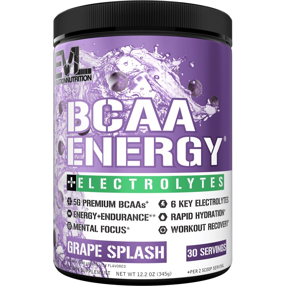 EVL BCAAs electrolyte powder grape splash amino acids hydration recovery drink