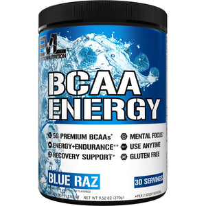 EVL BCAAs energy powder blue raz amino acids caffeine pre workout recovery drink