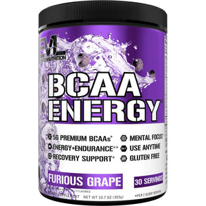 EVL BCAAs energy powder furious grape amino acids caffeine pre workout recovery drink