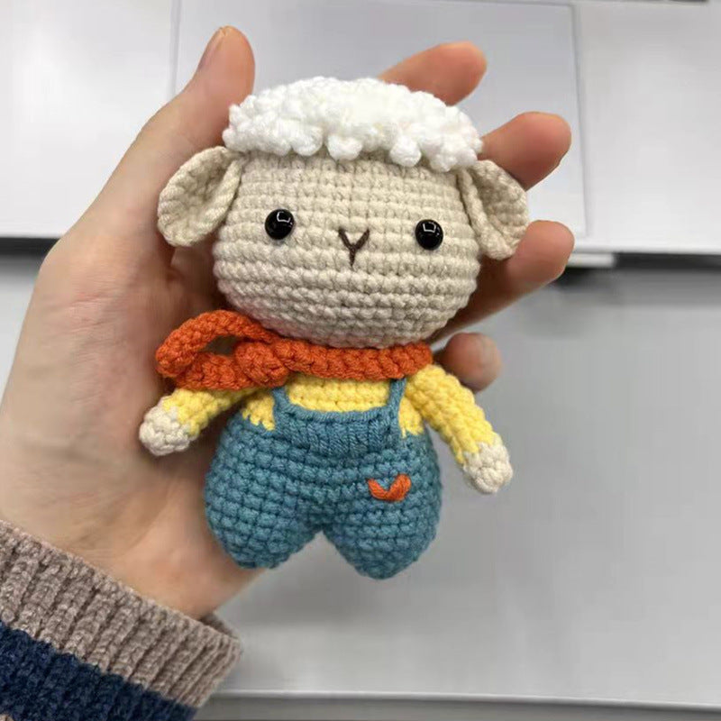 DIY Crochet Keychain Kit Cute Cartoon Doll Key Ring Yarn Craft Set