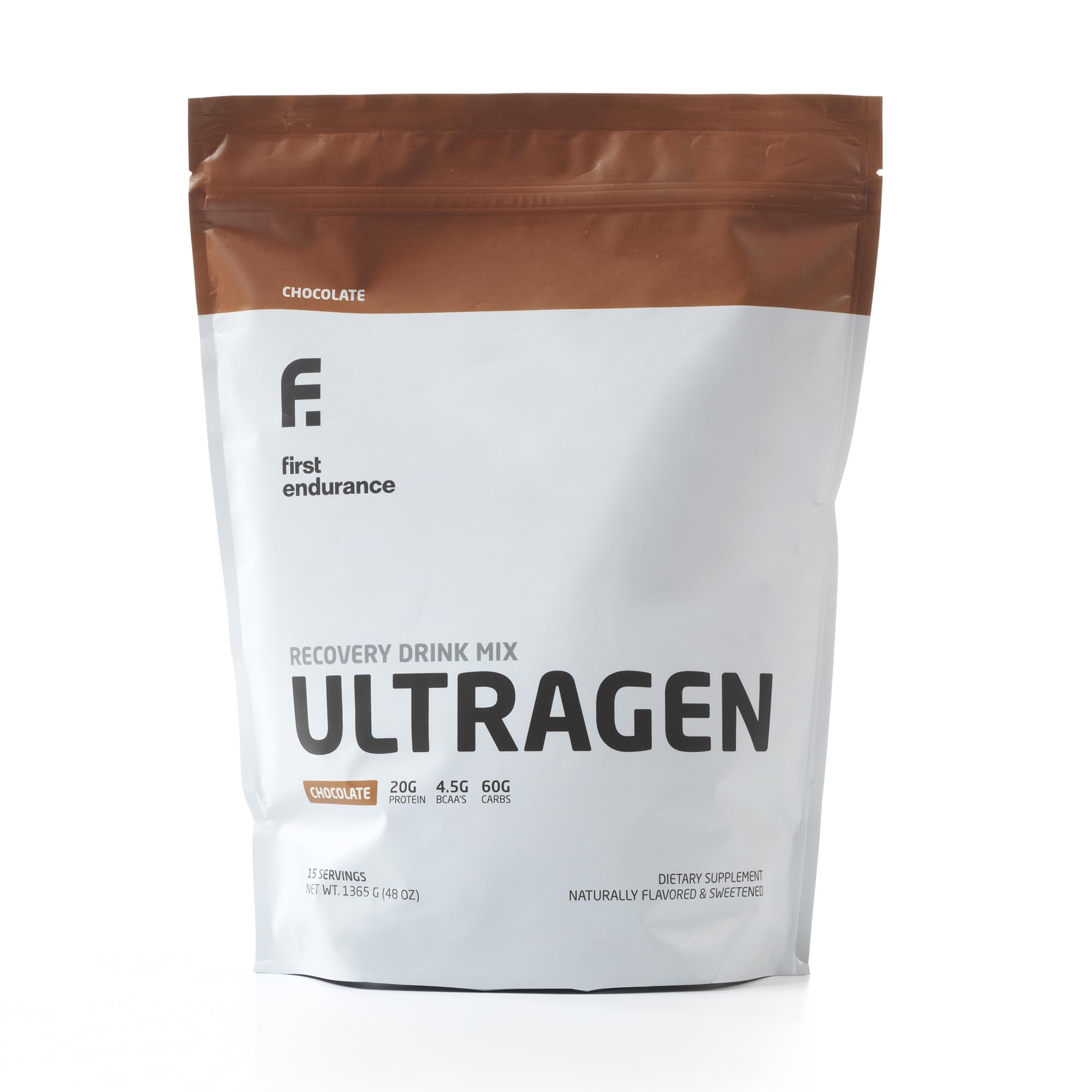 First Endurance Ultragen recovery drink chocolate flavor post workout protein mix energy boost 15 servings