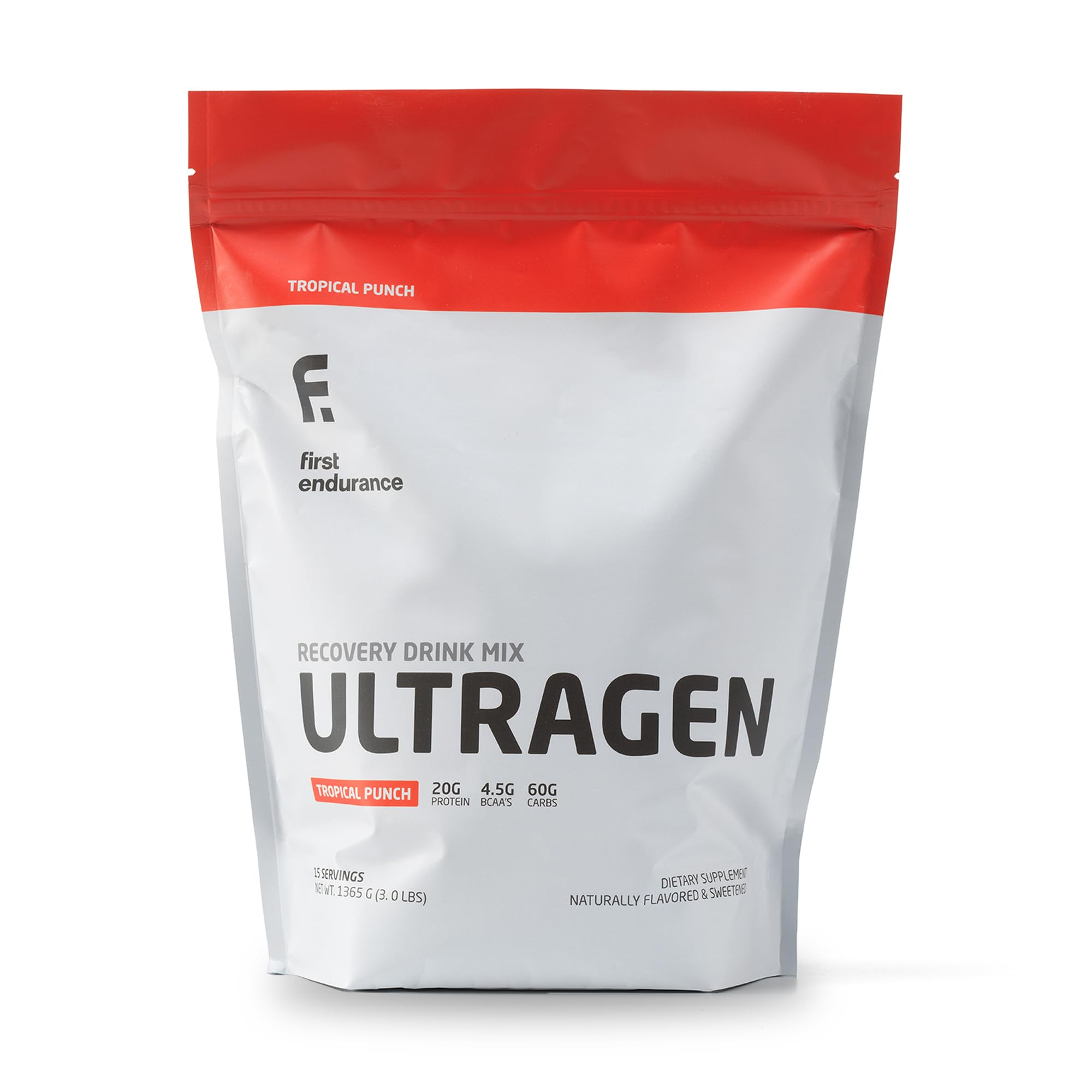 First Endurance Ultragen recovery drink post workout protein mix energy boost tropical punch 15 servings