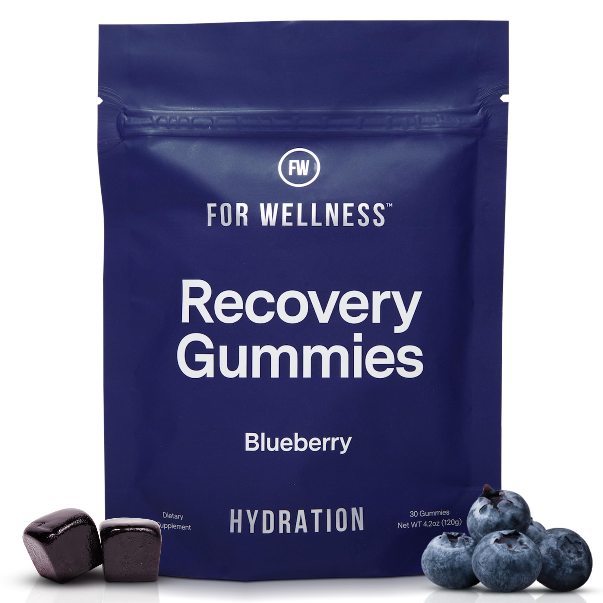 For Wellness hydrate gummies blueberry electrolyte antioxidant recovery supplement vegan 30 count