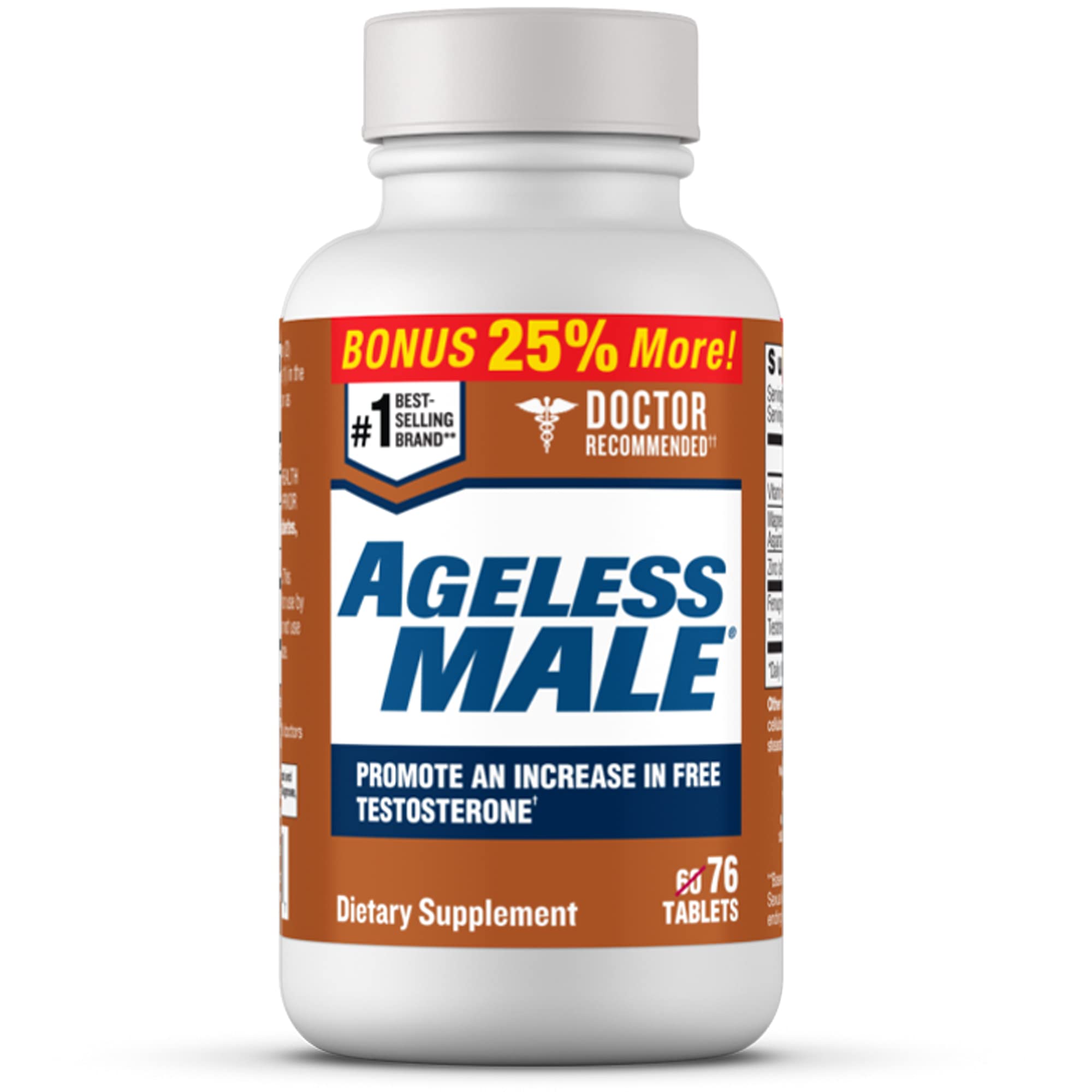 Free testosterone support supplement for men promoting energy, strength, stamina, vitality and muscle performance for male health