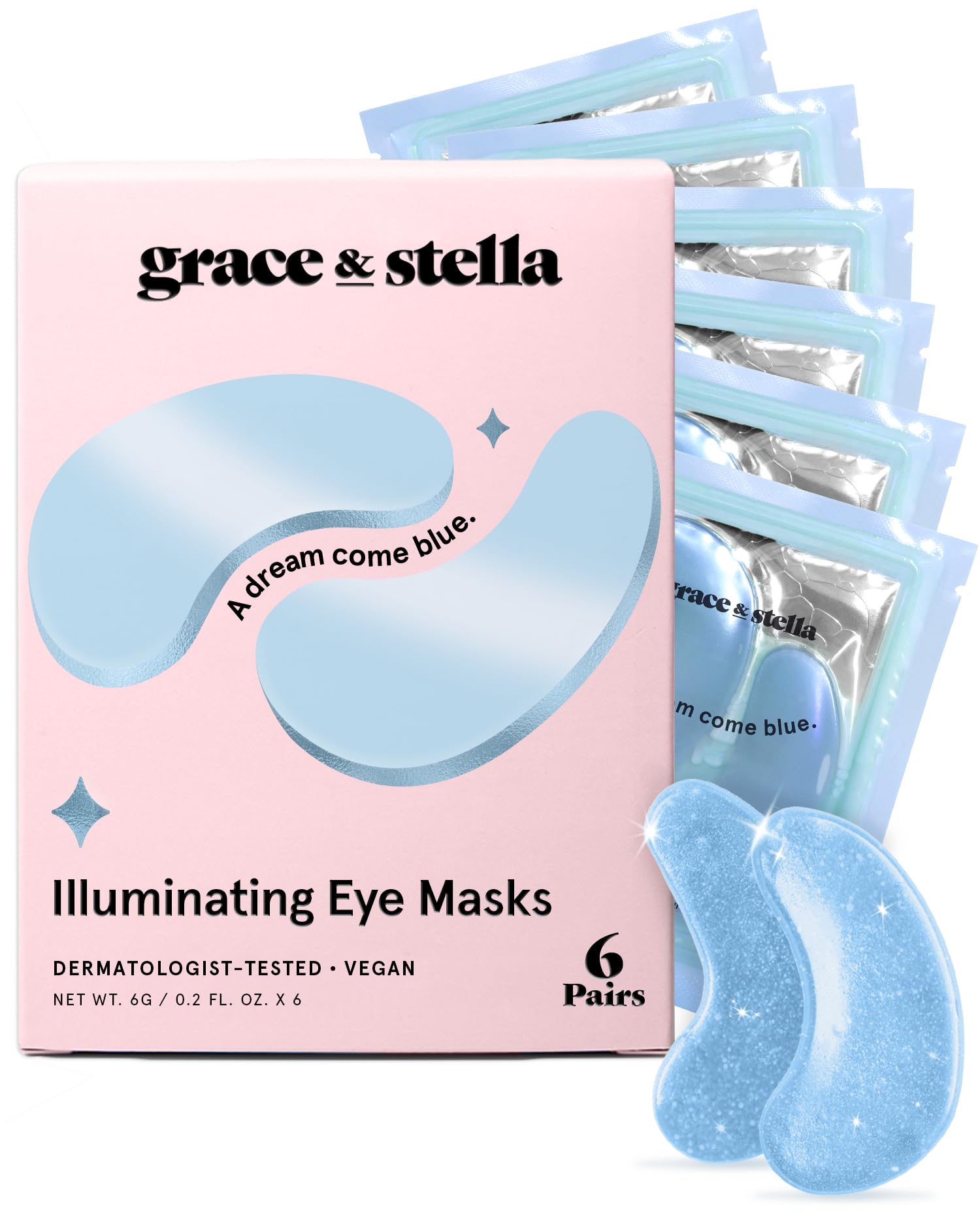 grace & stella Blue Under Eye Mask 6 Pairs