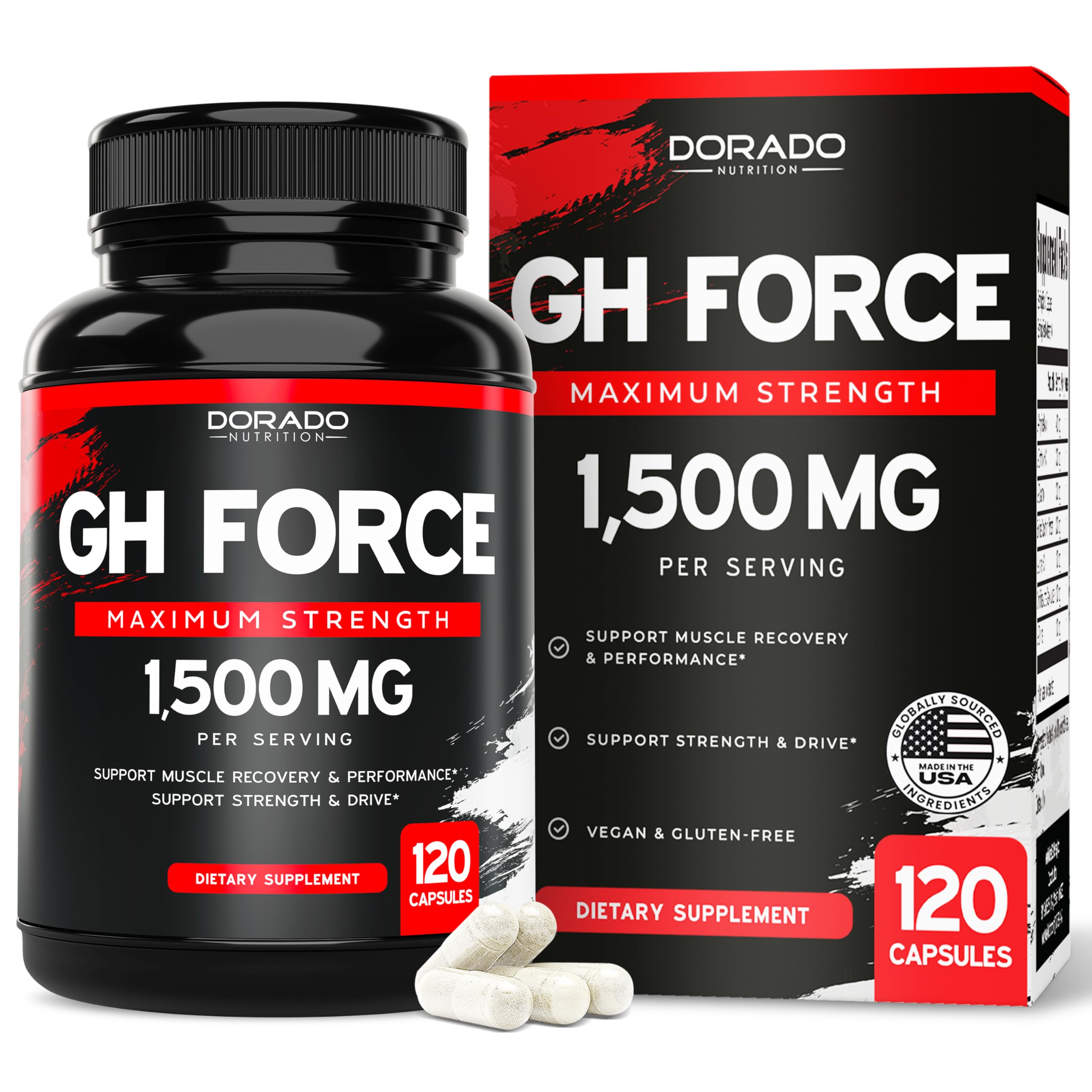HGH support supplement 1500mg muscle growth recovery capsules hormone support post workout supplement 120 count