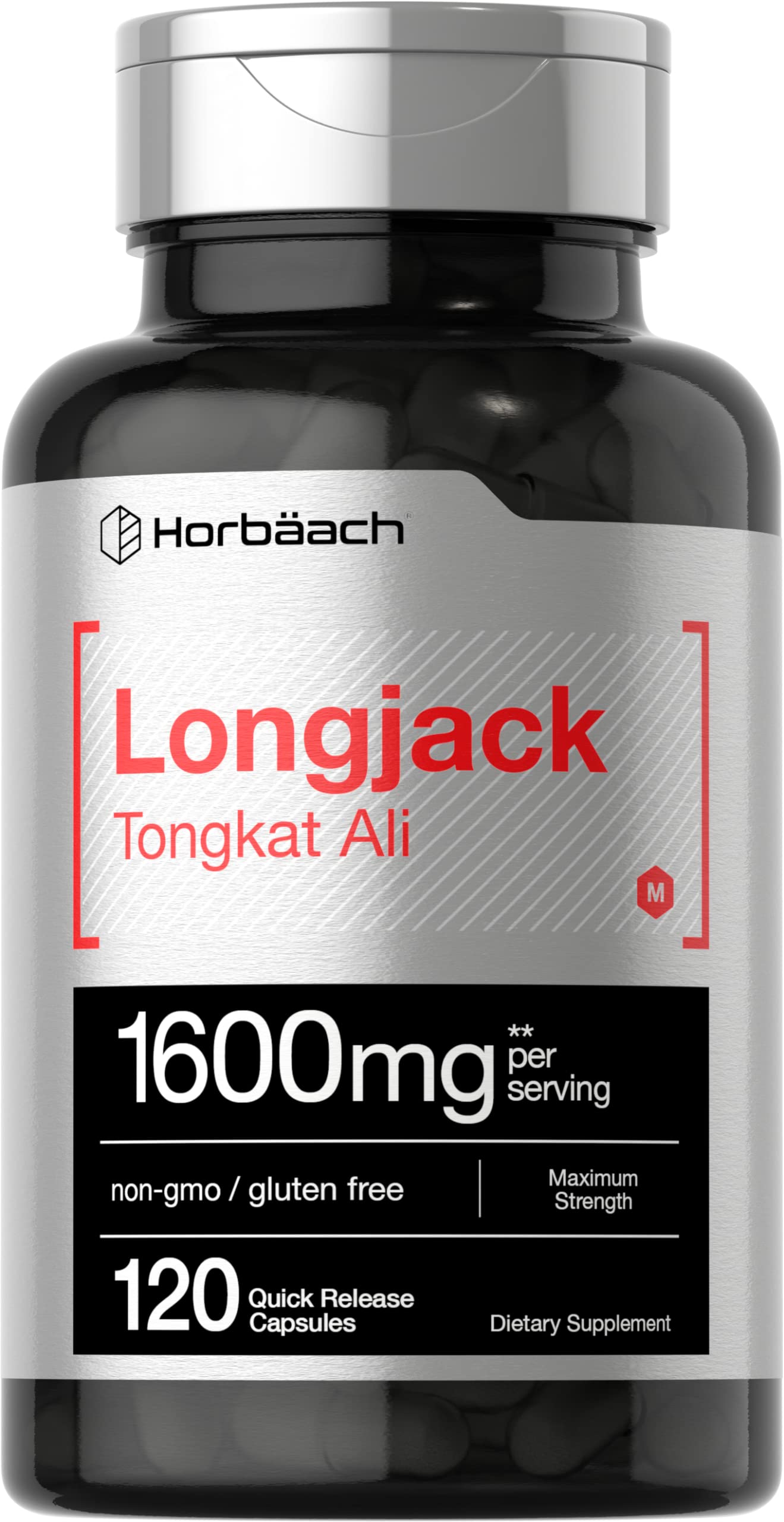 Tongkat Ali Longjack supplement capsules for men and women with Eurycoma Longifolia extract supporting energy, stamina, vitality and performance