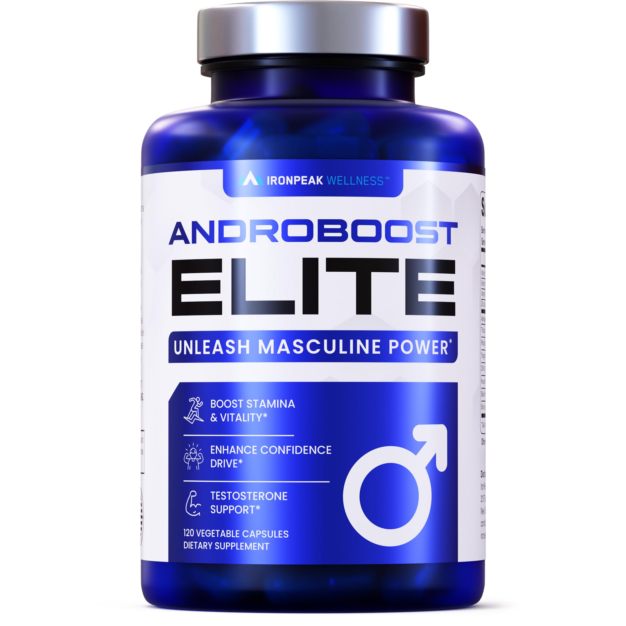 IronPeak AndroBoost testosterone booster capsules men Tongkat Ali Ashwagandha Tribulus energy libido muscle growth vitality support 120 capsules bottle