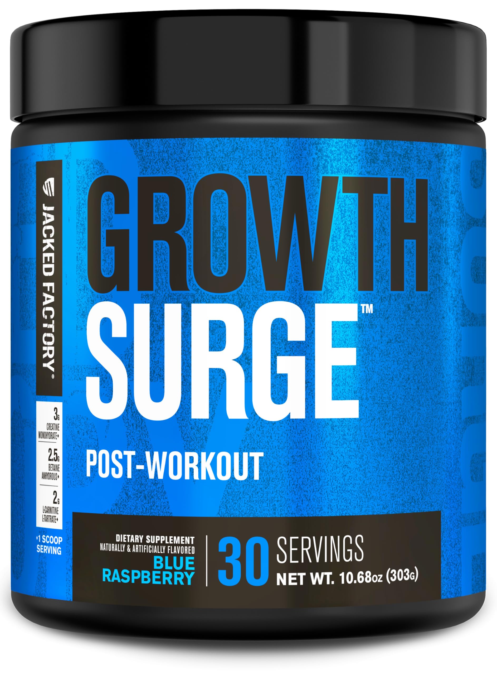 Jacked Factory Growth Surge post workout creatine betaine L-carnitine muscle builder recovery supplement blue raspberry 30 servings