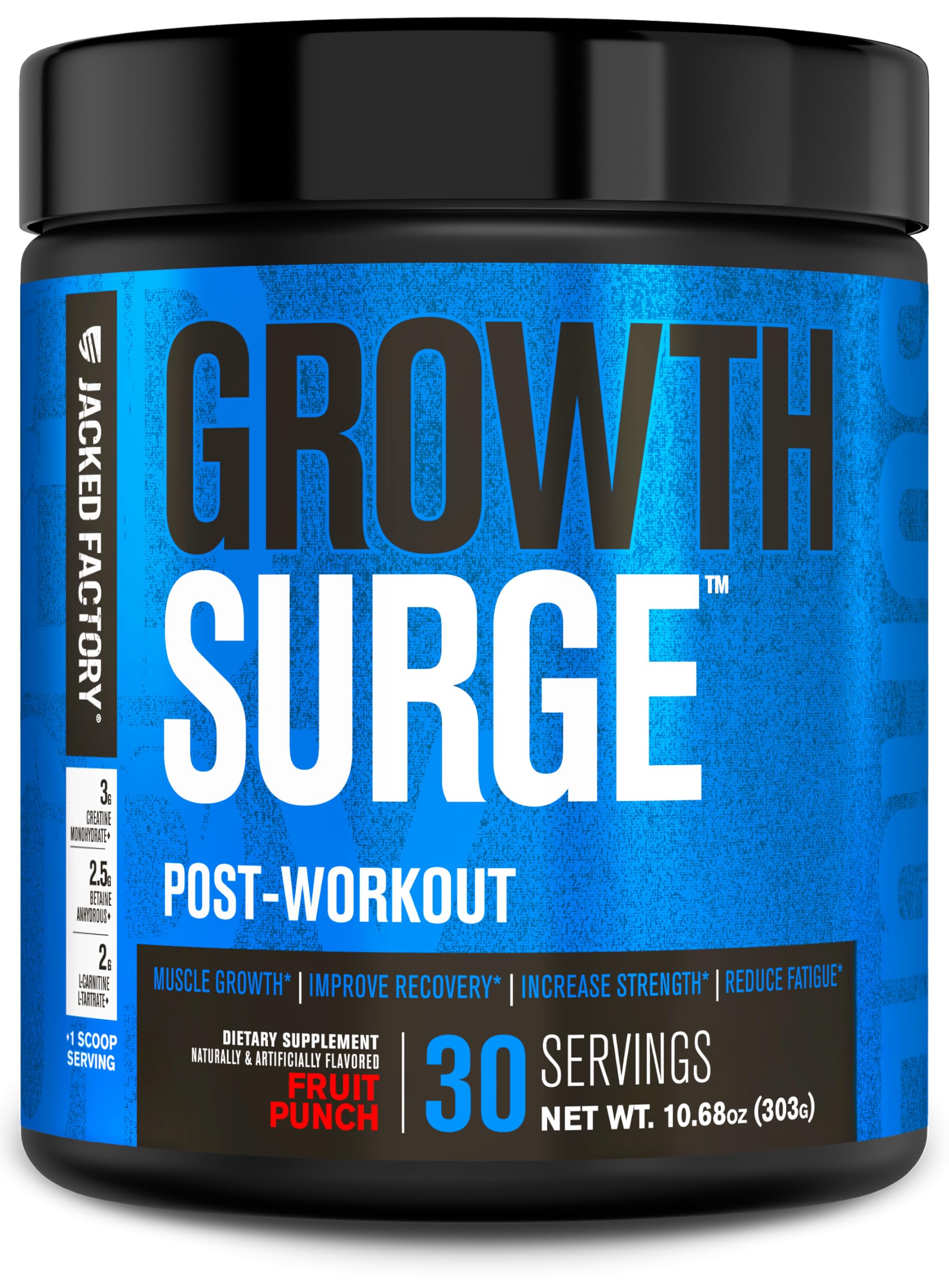 Jacked Factory Growth Surge post workout creatine betaine L-carnitine muscle builder recovery supplement fruit punch 30 servings