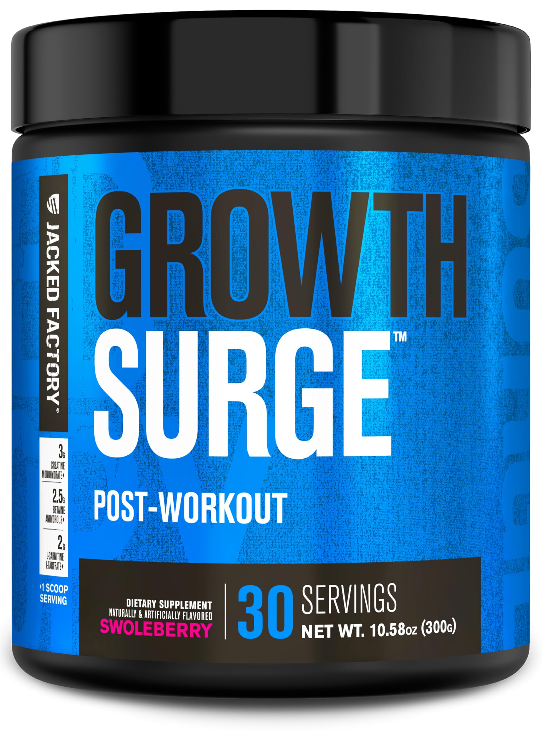 Jacked Factory Growth Surge post workout creatine betaine L-carnitine muscle builder recovery supplement swoleberry 30 servings