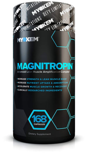 MYOKEM Magnitropin capsules lean muscle growth strength recovery nutrient absorption performance supplement 168 capsules bottle